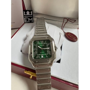 Relógio Cartier Santos Premium Aço Inoxidável Safira Automático 40mm Réplica Superior