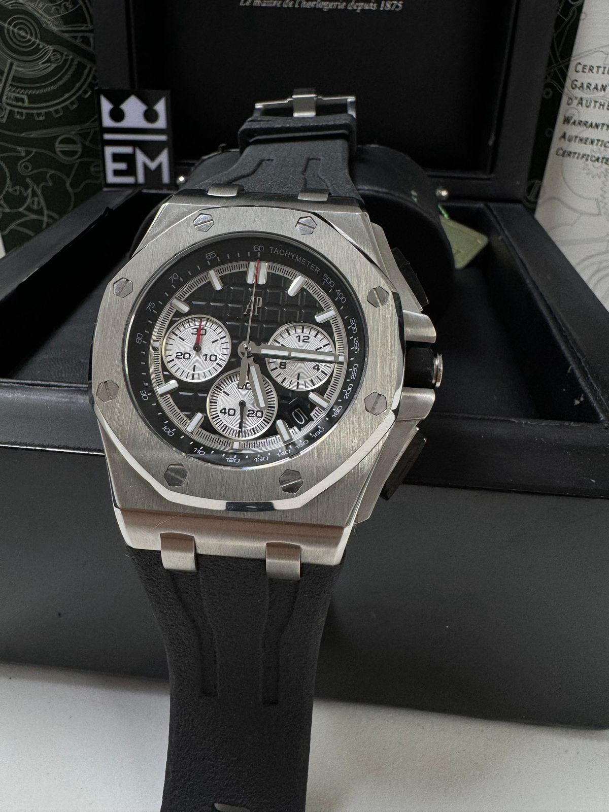 Audemars Piguet Offshore Masculino Réplica Premium Cronógrafo Quartzo Safira Aço Inoxidável