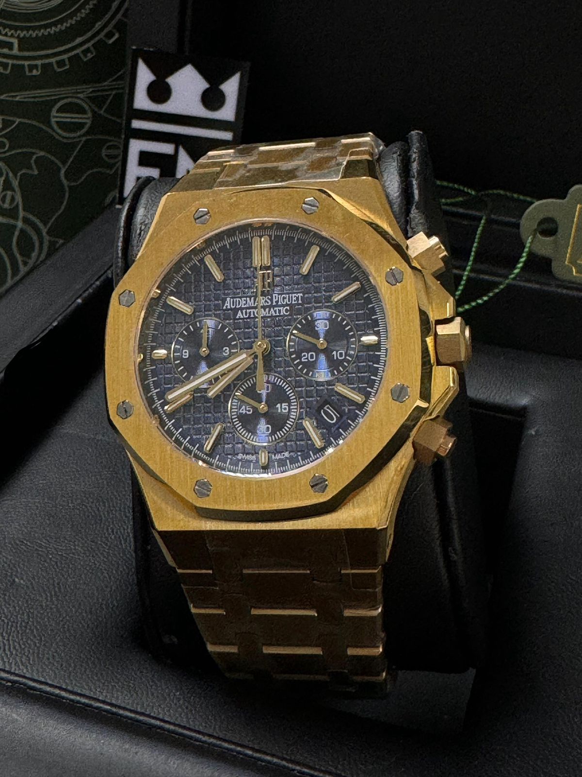 Relógio Audemars Piguet Royal Oak Dourado Cronógrafo Luxo Masculino Premium 41mm
