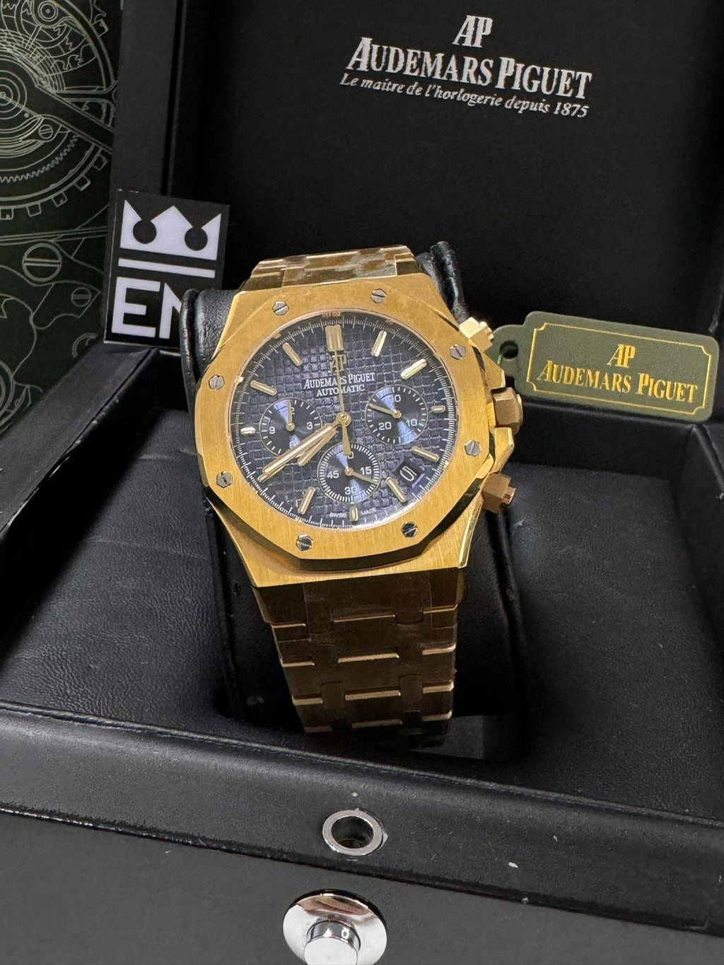 Relógio Audemars Piguet Royal Oak Dourado Cronógrafo Luxo Masculino Premium 41mm