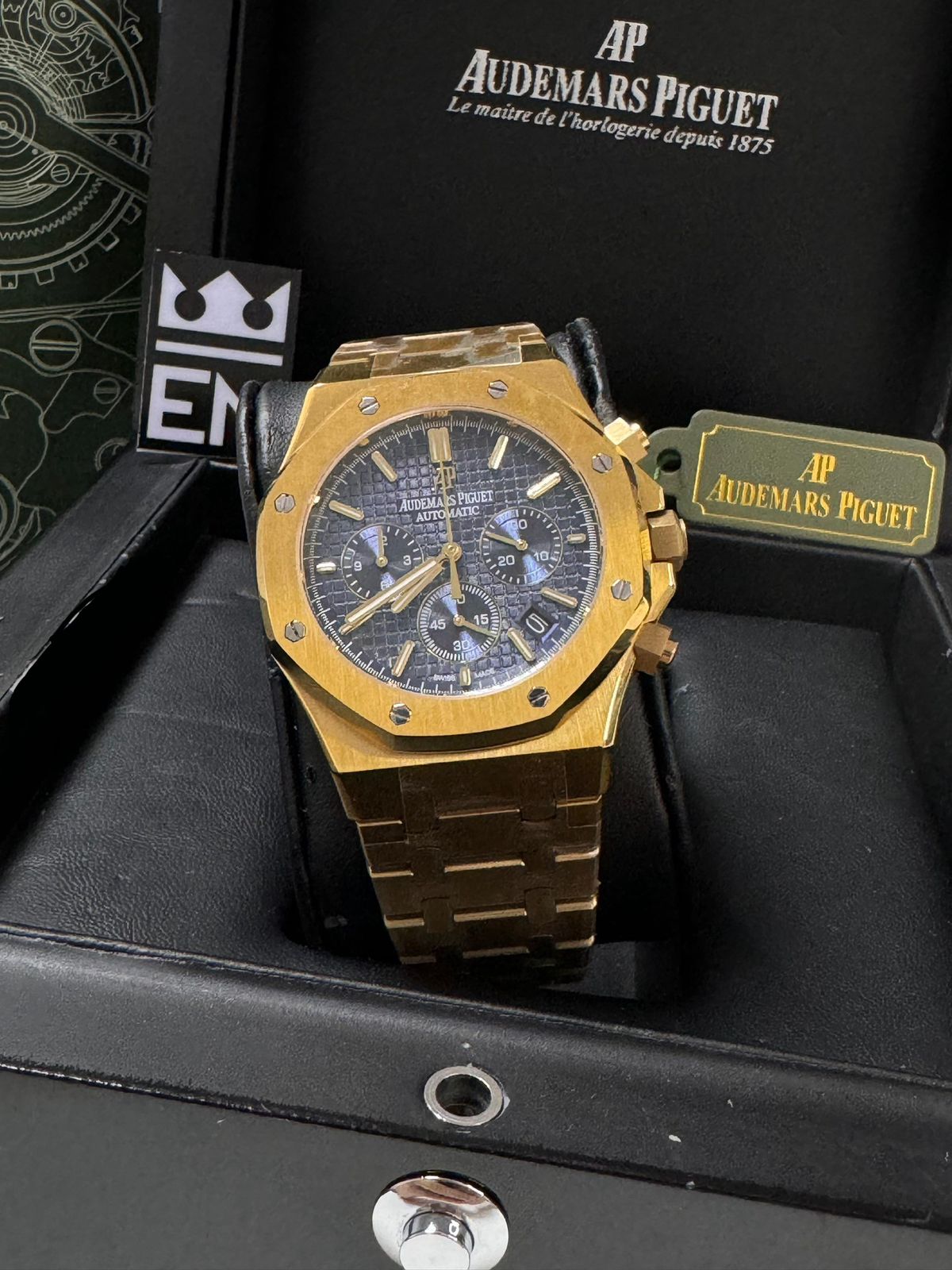 Relógio Audemars Piguet Royal Oak Dourado Cronógrafo Luxo Masculino Premium 41mm
