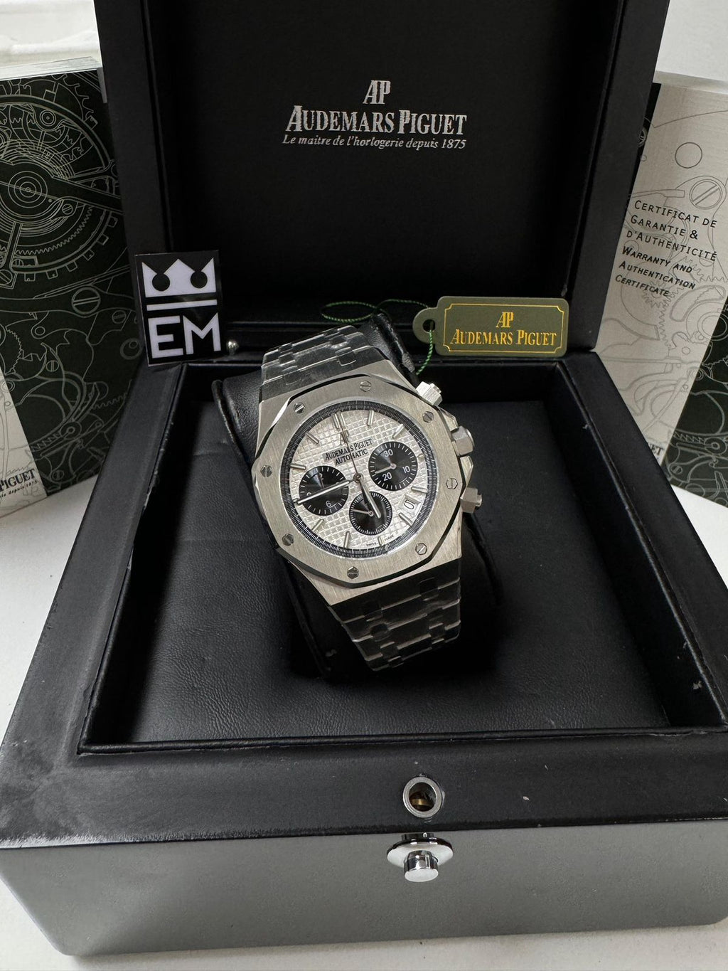 Relógio Audemars Piguet Royal Oak Réplica Premium Aço Safira Quartz Masculino Luxuoso