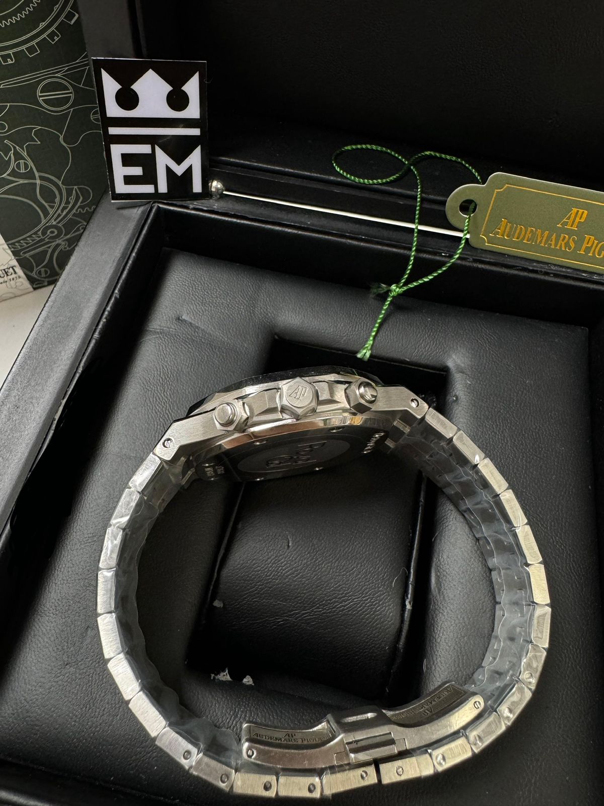 Relógio Audemars Piguet Royal Oak Réplica Premium Aço Safira Quartz Masculino Luxuoso