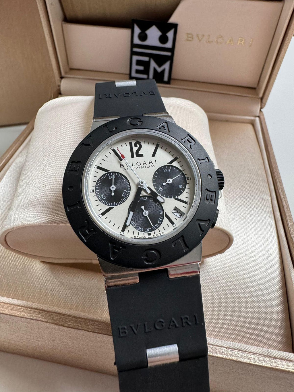 Relógio Bvlgari Aluminium Réplica Premium Superior Masculino: Automático, Safira, Aço, Silicone