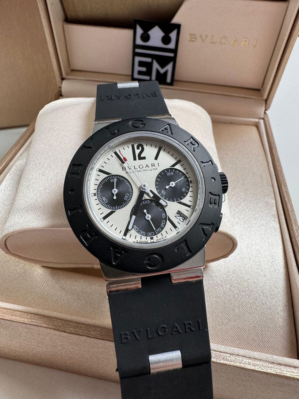 Relógio Bvlgari Aluminium Réplica Premium Superior Masculino: Automático, Safira, Aço, Silicone