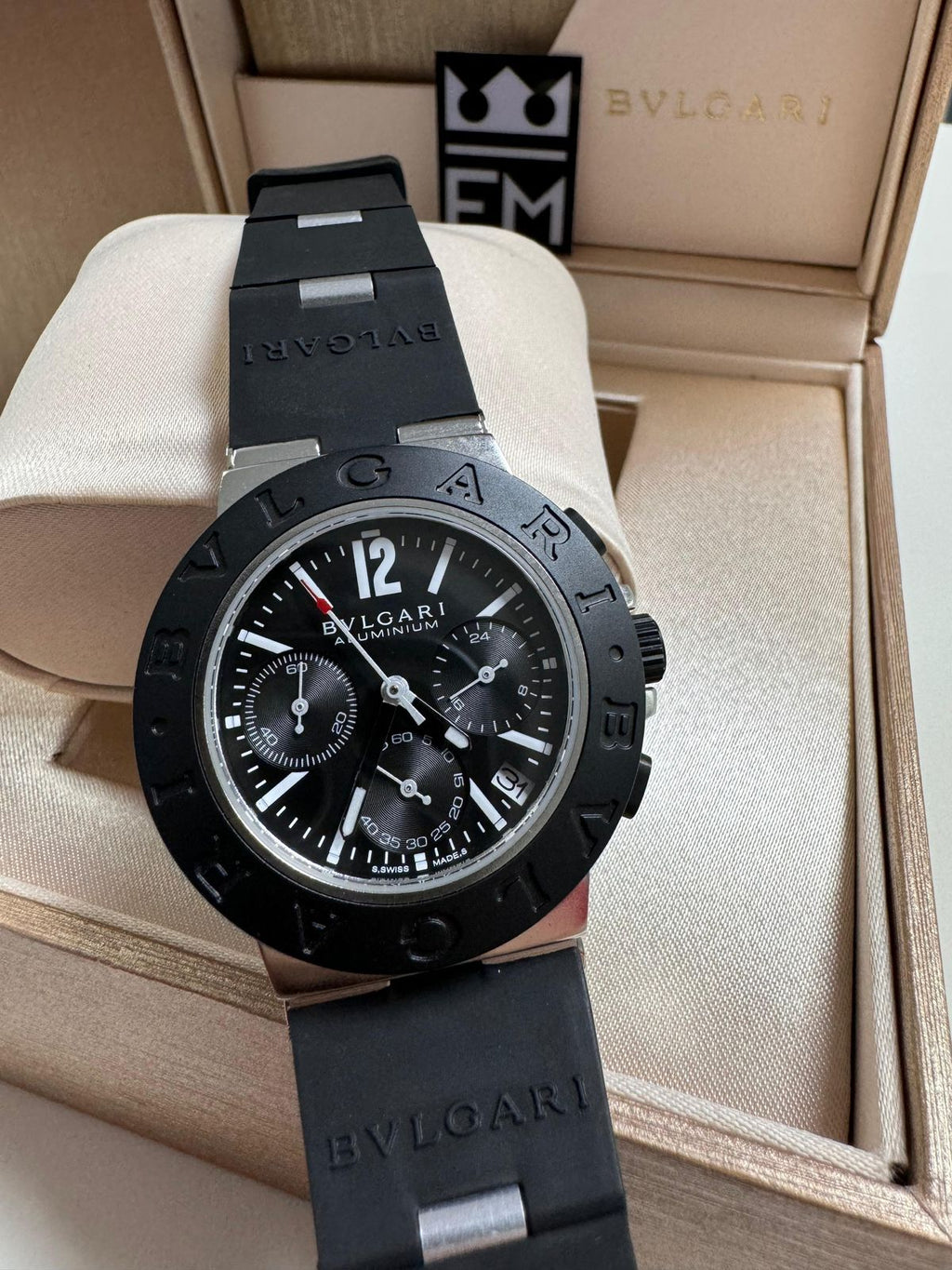 Relógio Bvlgari Aluminium Réplica Superior Quartzo Aço Safira Silicone 20 ATM