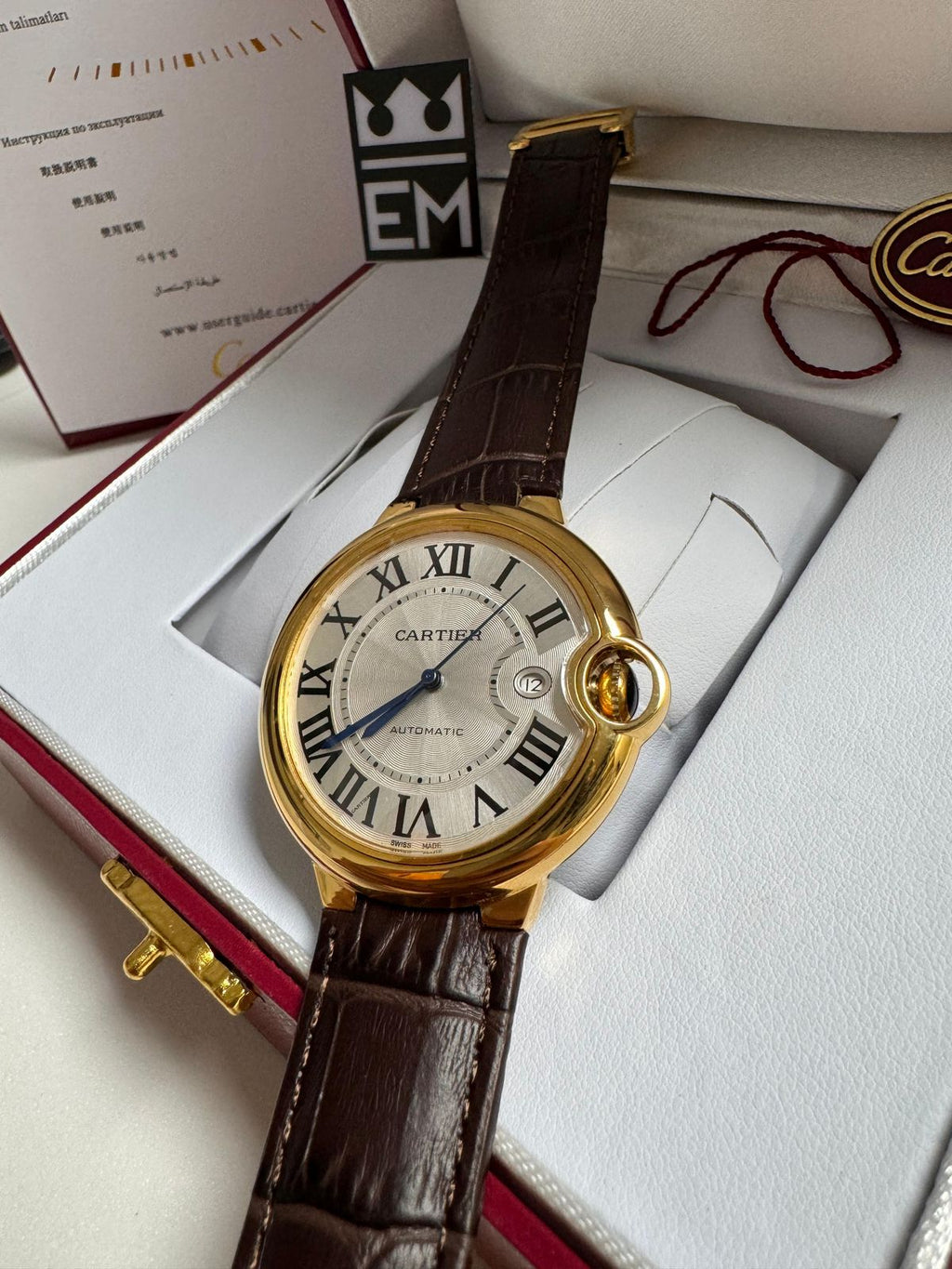 Relógio Masculino Réplica Premium Cartier Ballon Automático 42mm Resistente à Água