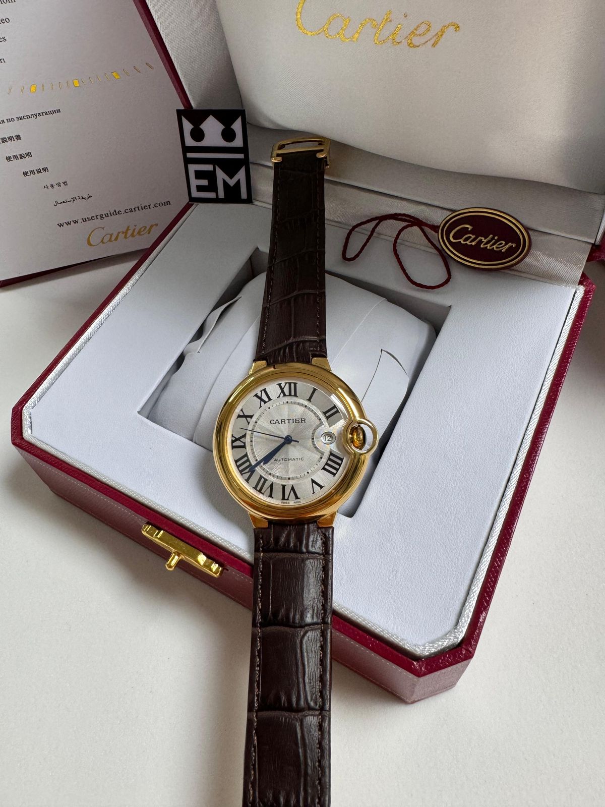 Relógio Masculino Réplica Premium Cartier Ballon Automático 42mm Resistente à Água