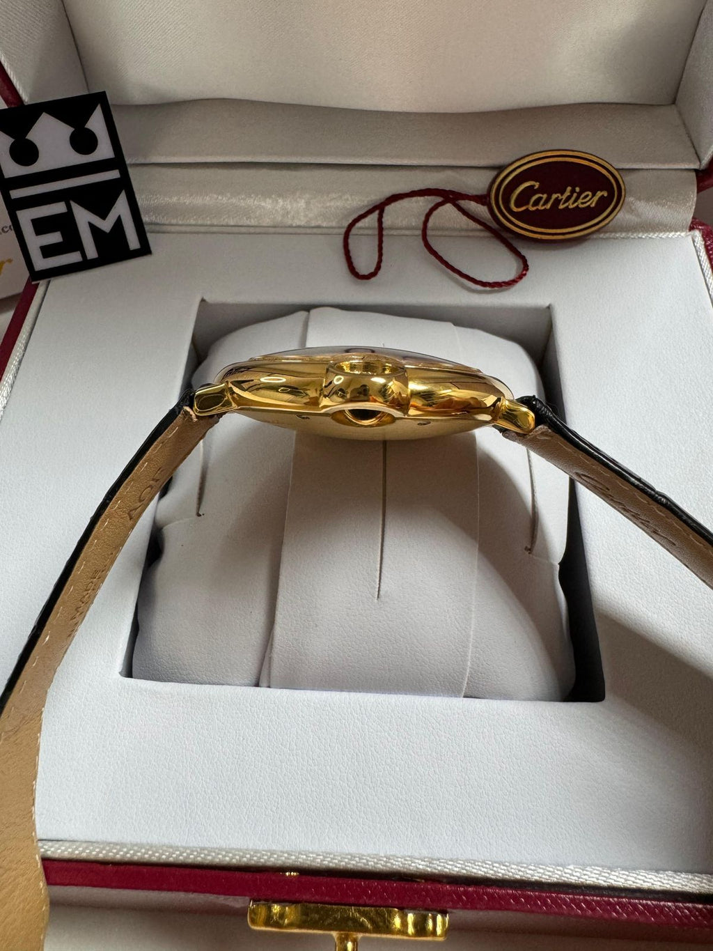 Relógio Cartier Ballon Réplica Premium Masculino Automático Couro Safira Luxo