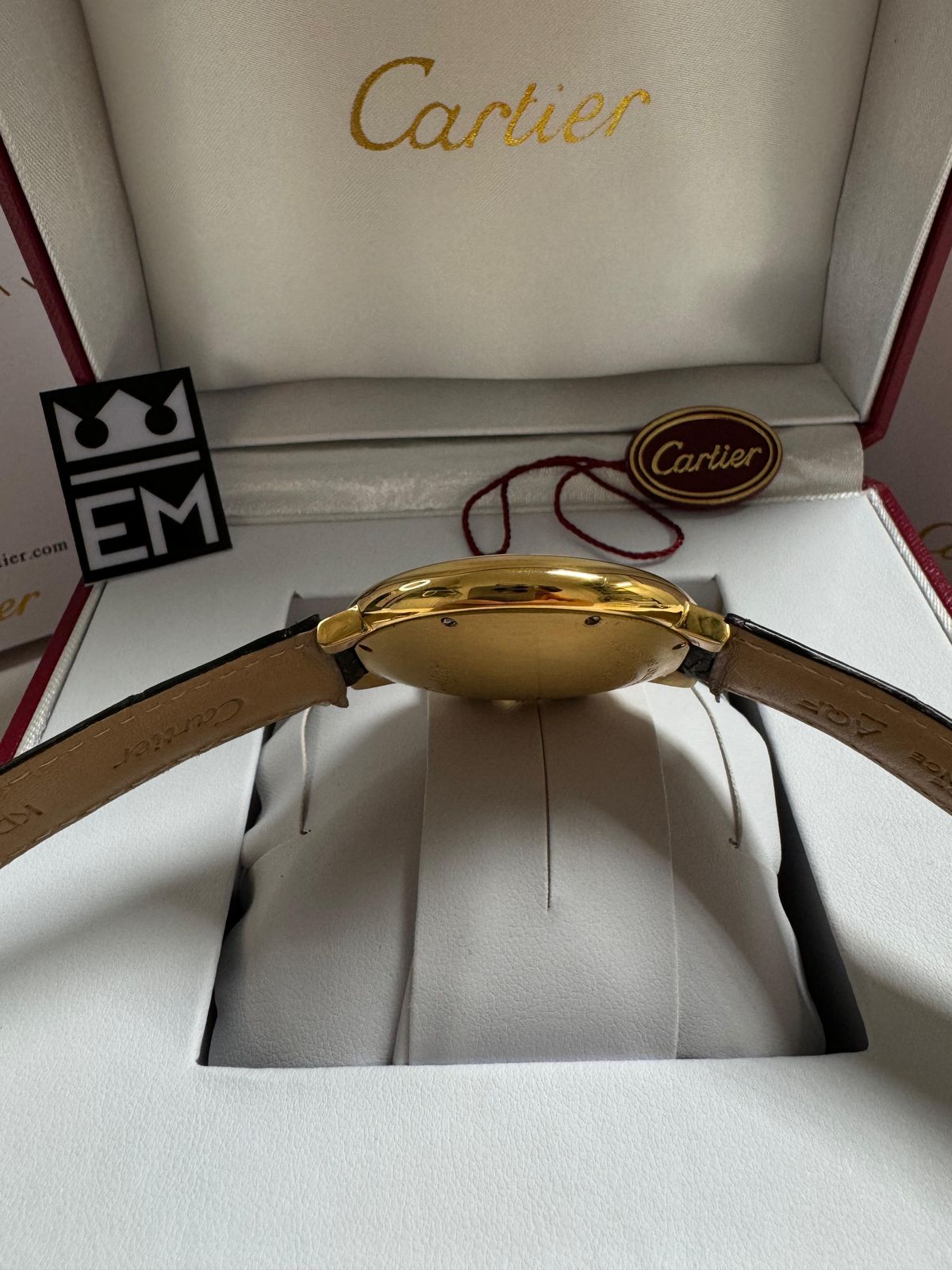 Relógio Cartier Ballon Réplica Premium Masculino Automático Couro Safira Luxo