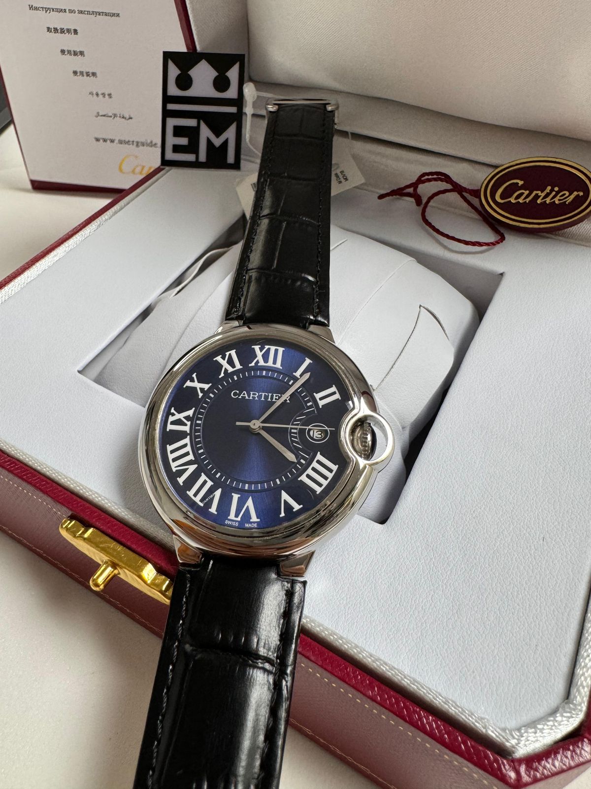 Relógio Masculino Réplica Premium Cartier Ballon Automático 42mm Resistente à Água