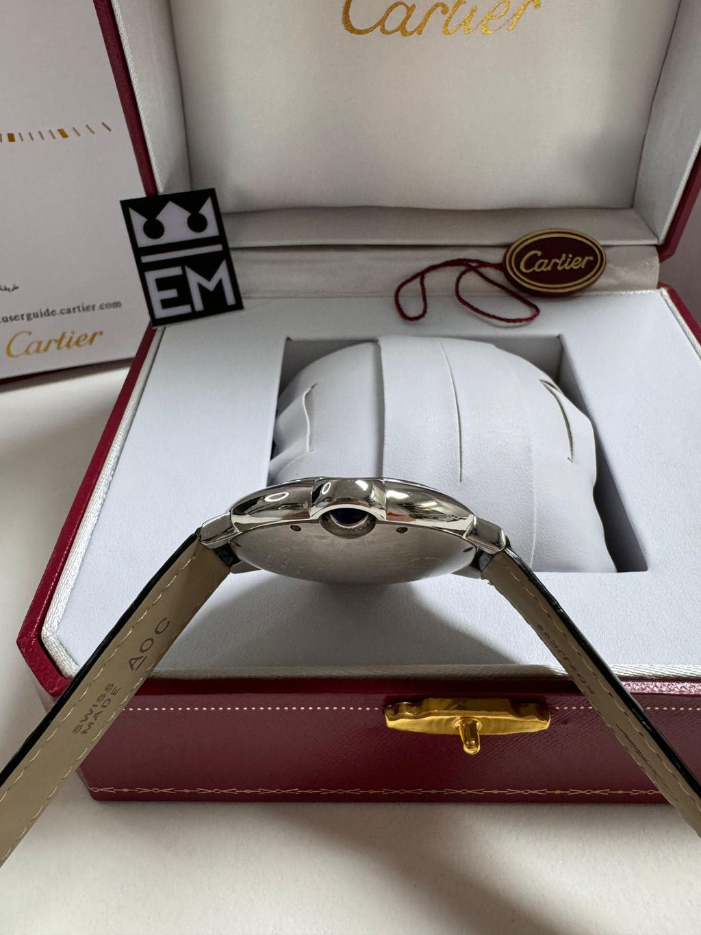 Relógio Cartier Ballon Automático de Luxo, Aço Inoxidável, Pulseira Couro