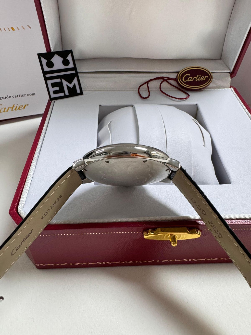 Relógio Cartier Ballon Automático de Luxo, Aço Inoxidável, Pulseira Couro