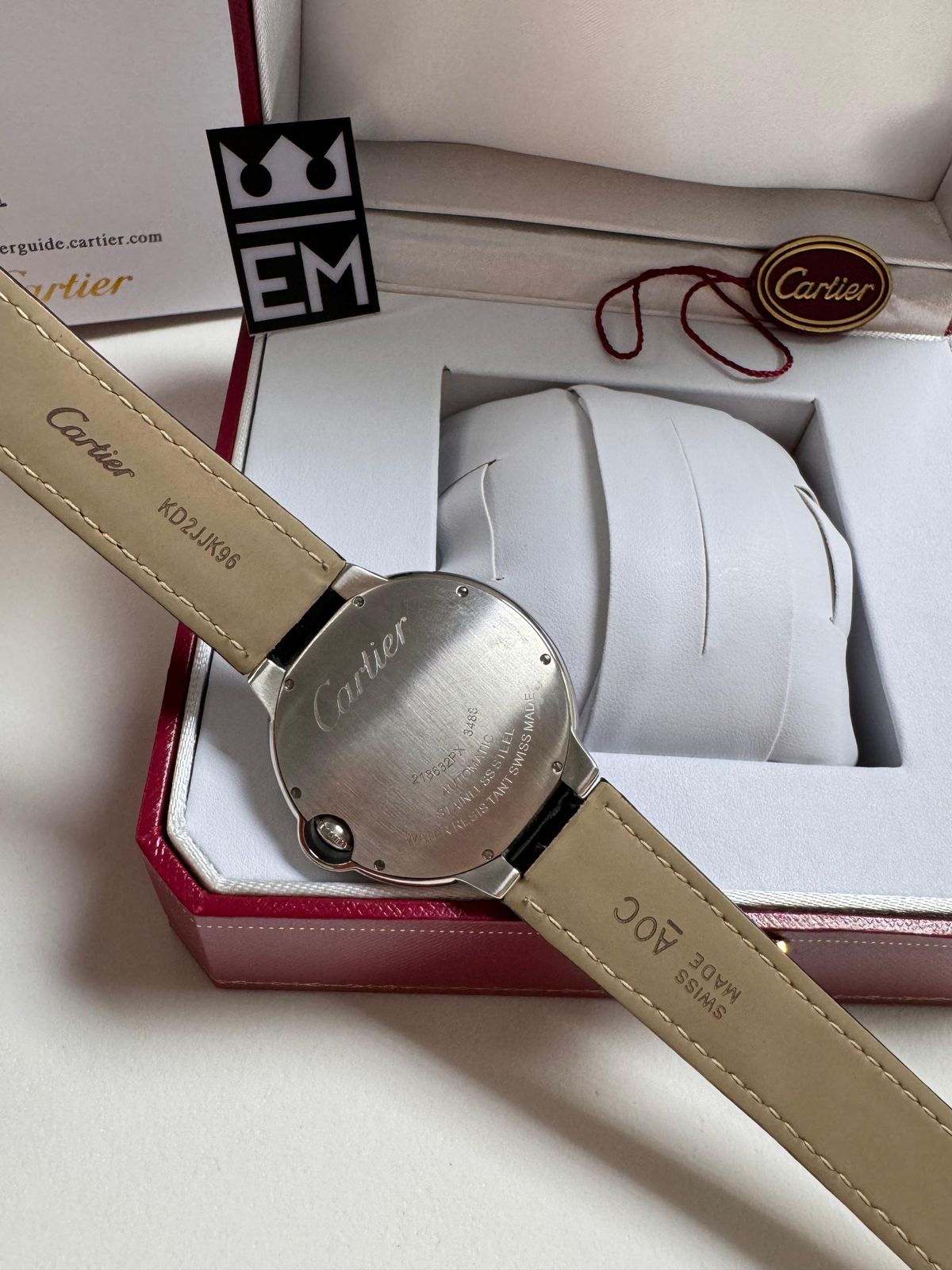 Relógio Cartier Ballon Automático de Luxo, Aço Inoxidável, Pulseira Couro