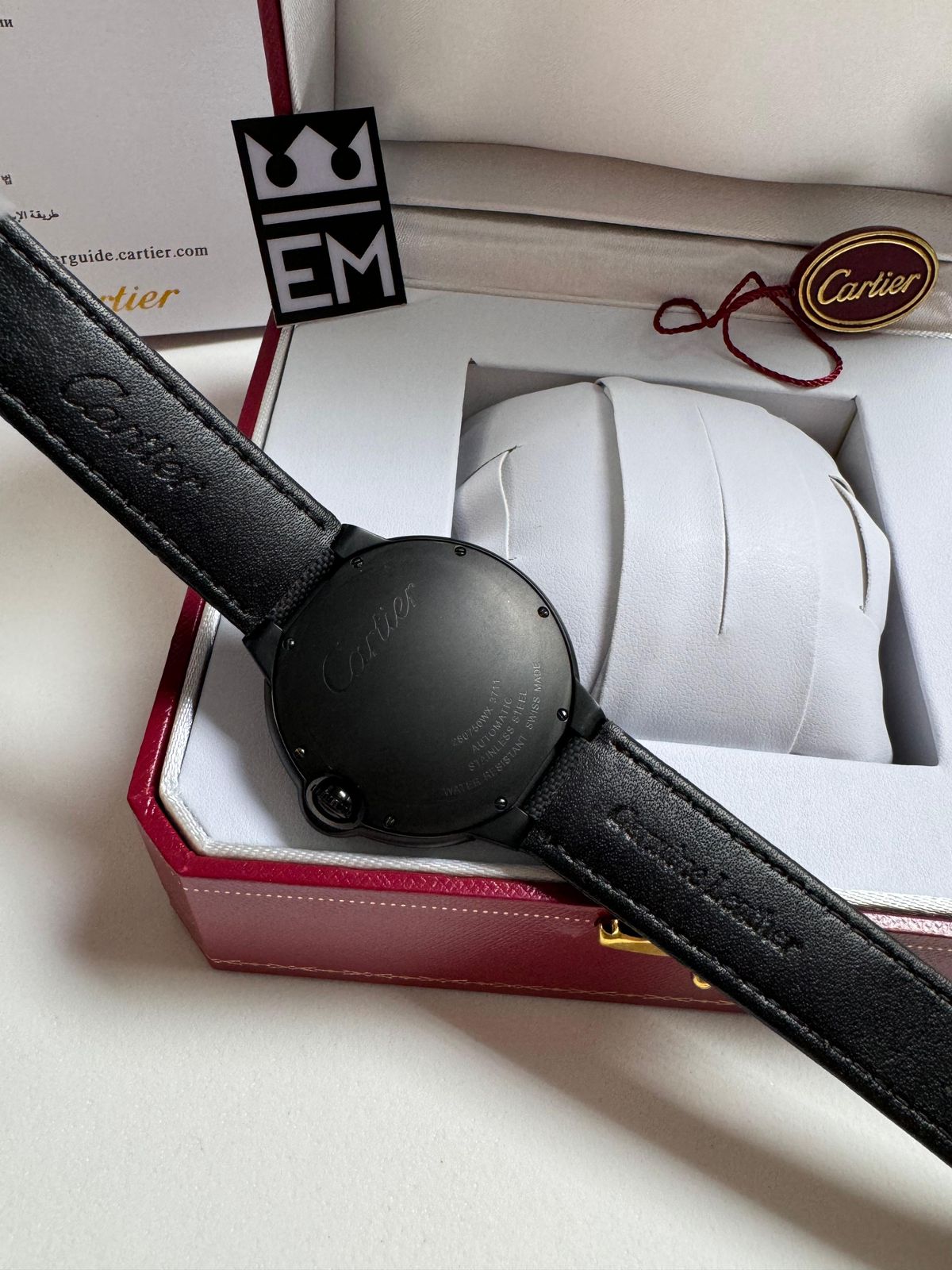 Relógio Masculino Cartier Ballon Réplica Premium Suíça Automático 42mm Safira Aço Inoxidável Couro