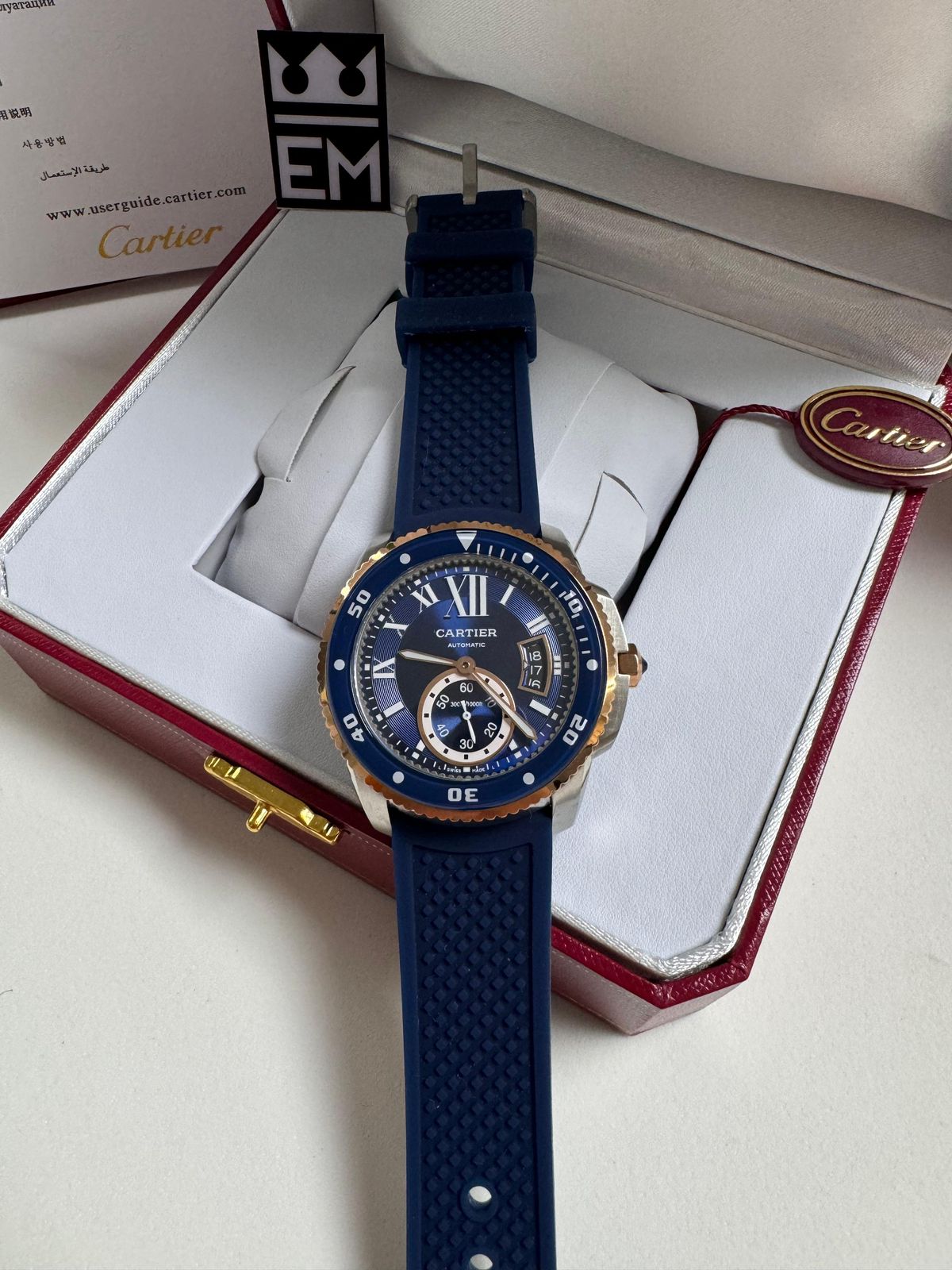 Relógio Cartier Diver Premium Masculino: Automático, Safira, Aço Inoxidável, 20 ATM