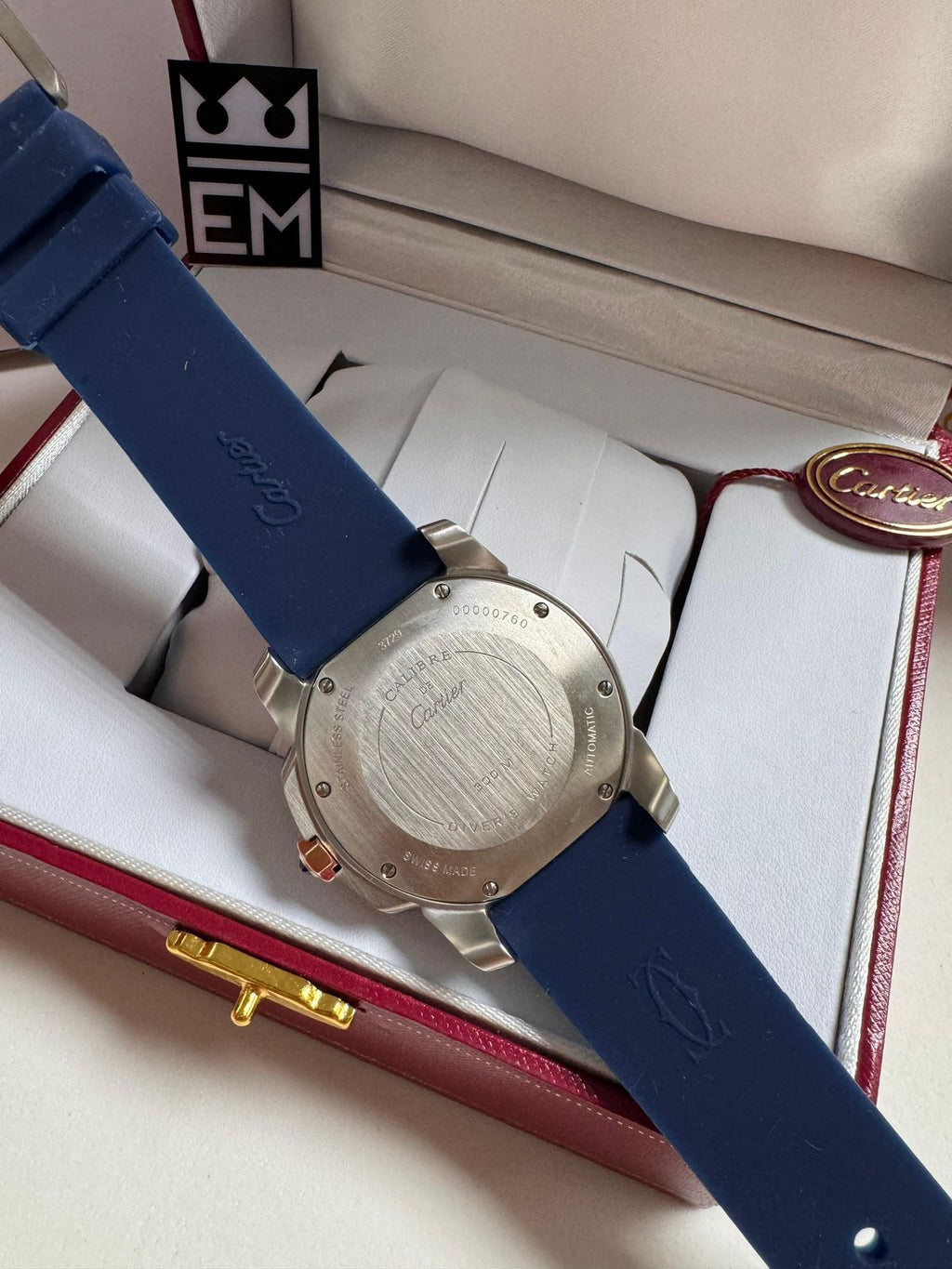 Relógio Cartier Diver Premium Masculino: Automático, Safira, Aço Inoxidável, 20 ATM