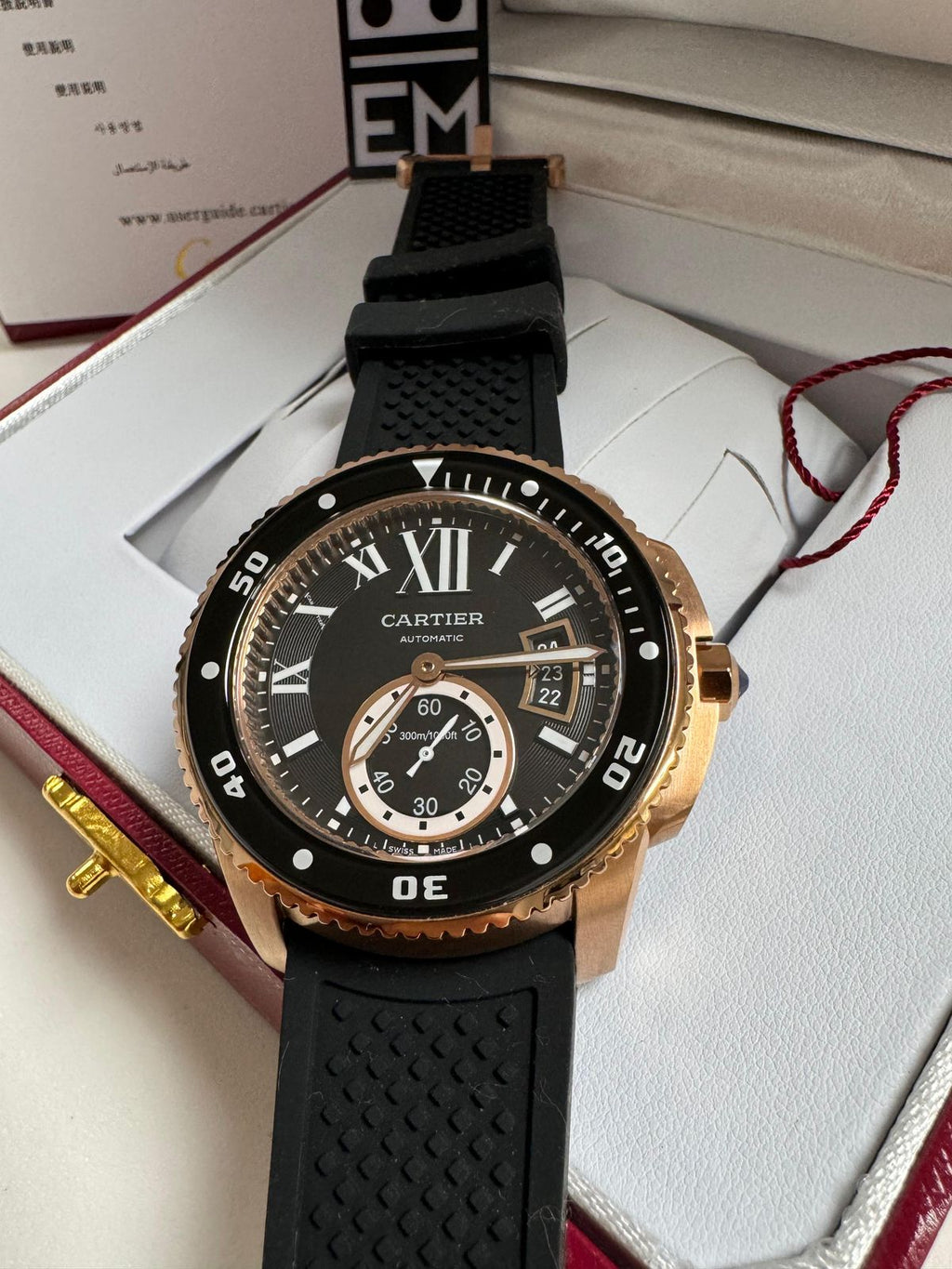 Relógio Cartier Diver Premium Automático 42mm Aço Inoxidável Safira Silicone Preto