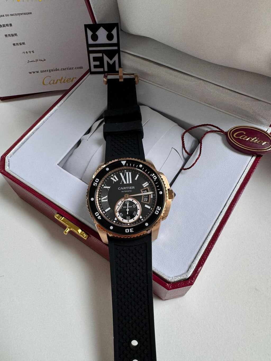 Relógio Cartier Diver Premium Automático 42mm Aço Inoxidável Safira Silicone Preto