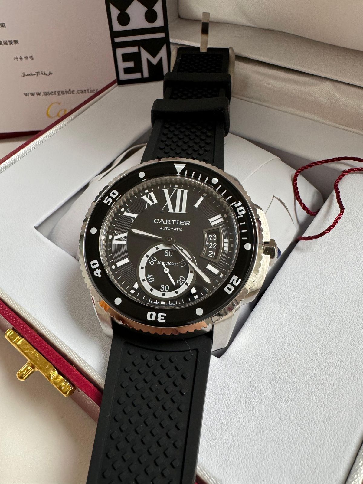 Relógio Cartier Diver Premium Masculino Automático Aço Safira Silicone 20ATM