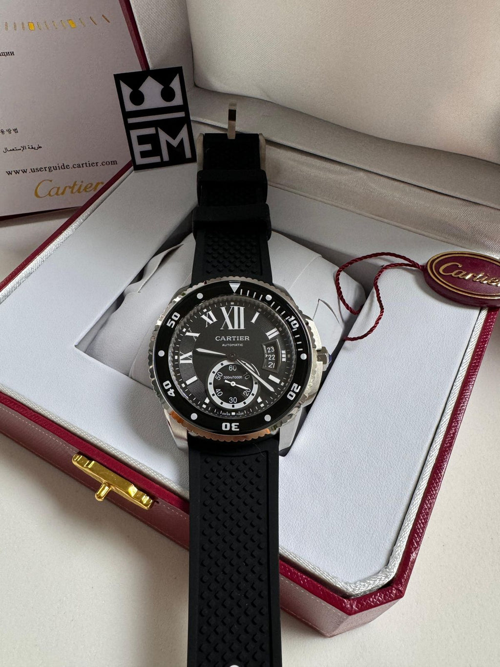 Relógio Cartier Diver Premium Masculino Automático Aço Safira Silicone 20ATM