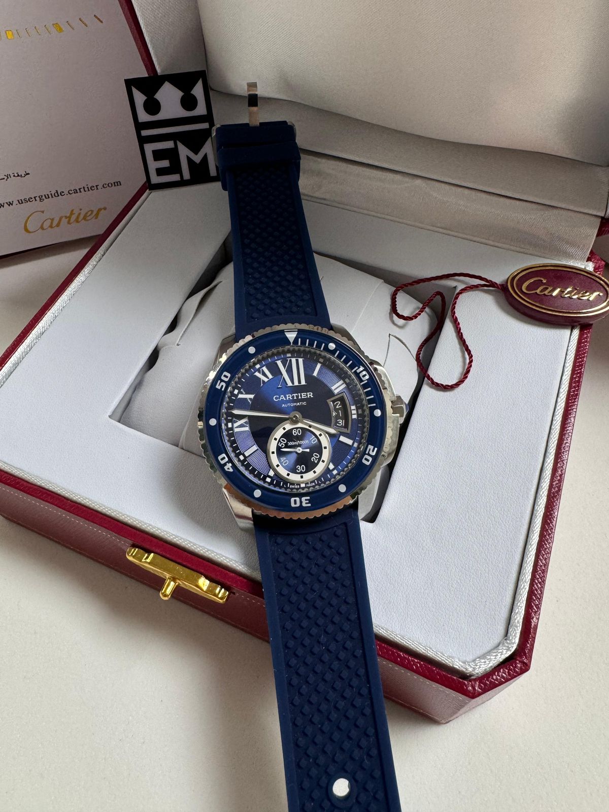 Relógio Masculino Cartier Diver Premium Automático Safira Aço Inoxidável Silicone