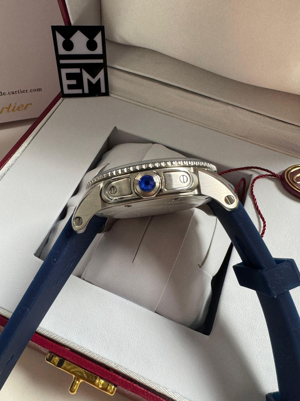 Relógio Cartier Diver Premium Masculino: Automático, Safira, Aço Inoxidável, 20 ATM