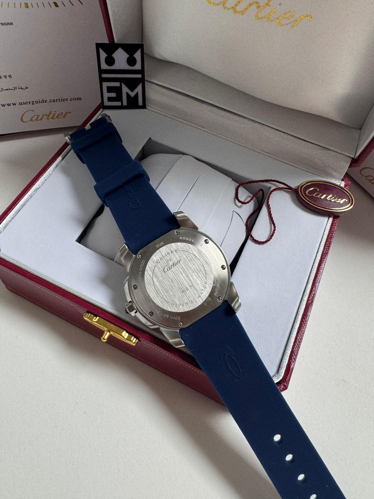 Relógio Cartier Diver Masculino Automático Premium: Safira, Aço Inoxidável, 20 ATM