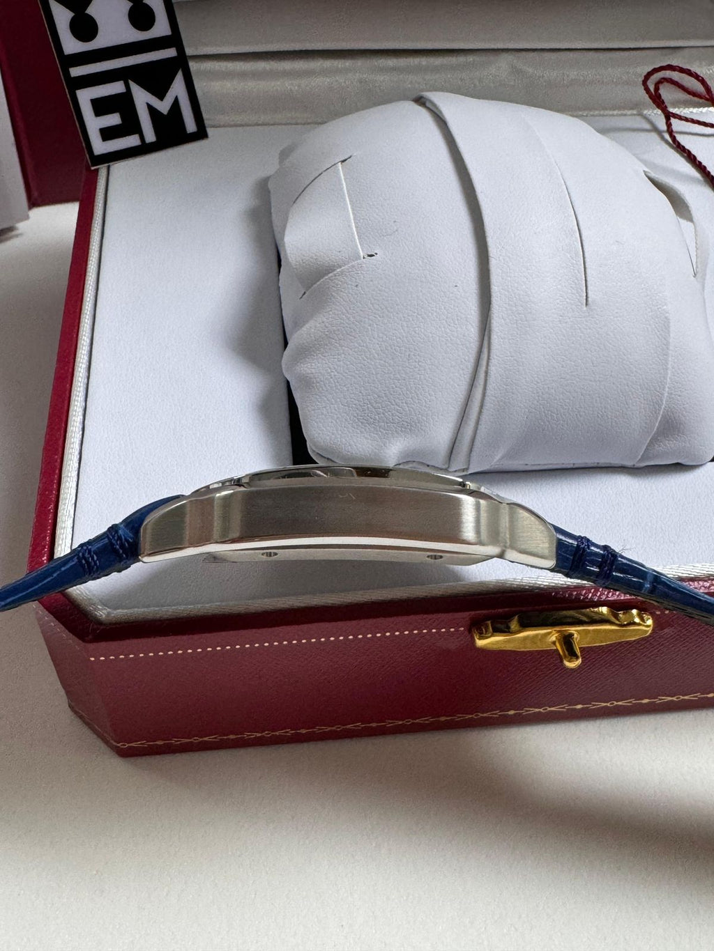 Relógio Cartier Santos Premium Automático 40mm Safira Aço Inoxidável Couro Luxuoso