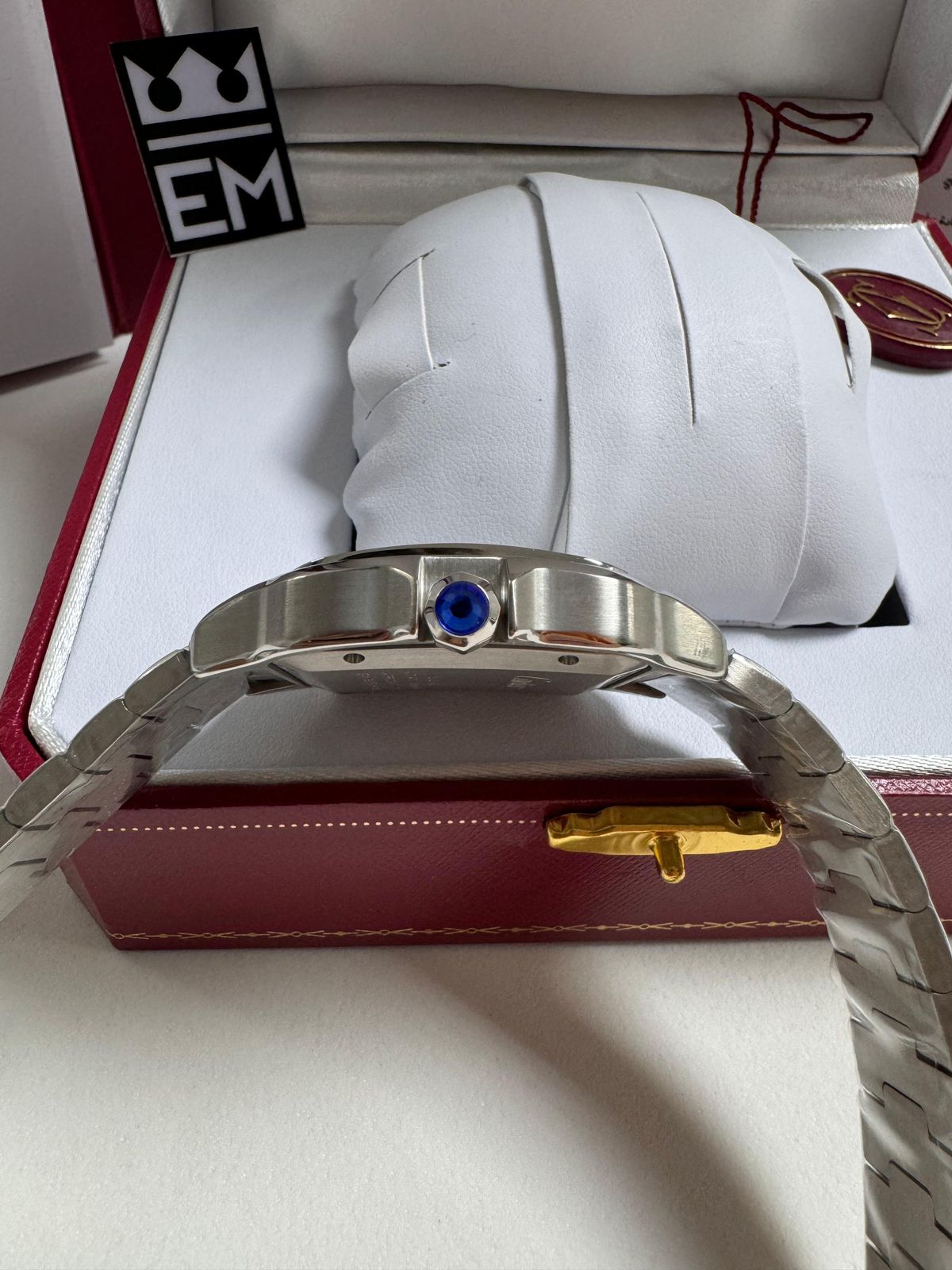 Relógio Masculino Cartier Santos Réplica Premium Automático Aço Inoxidável Safira 40mm