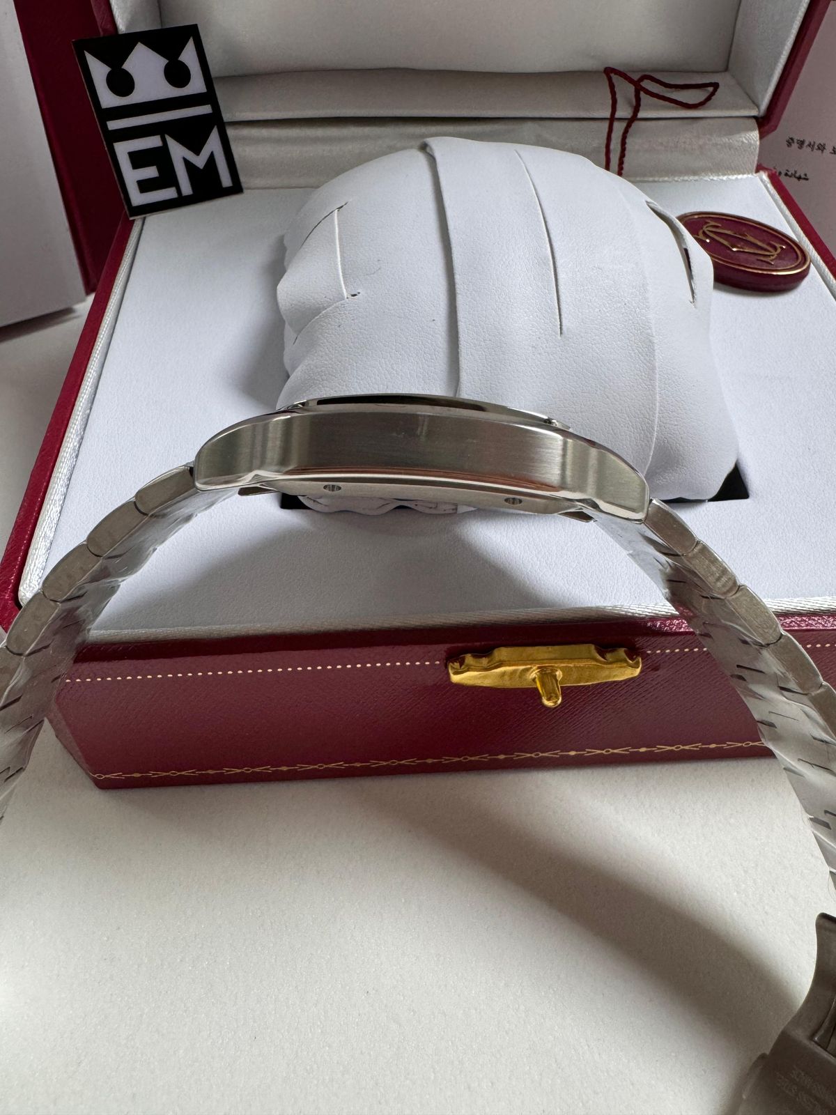 Relógio Masculino Cartier Santos Réplica Premium Automático Aço Inoxidável Safira 40mm