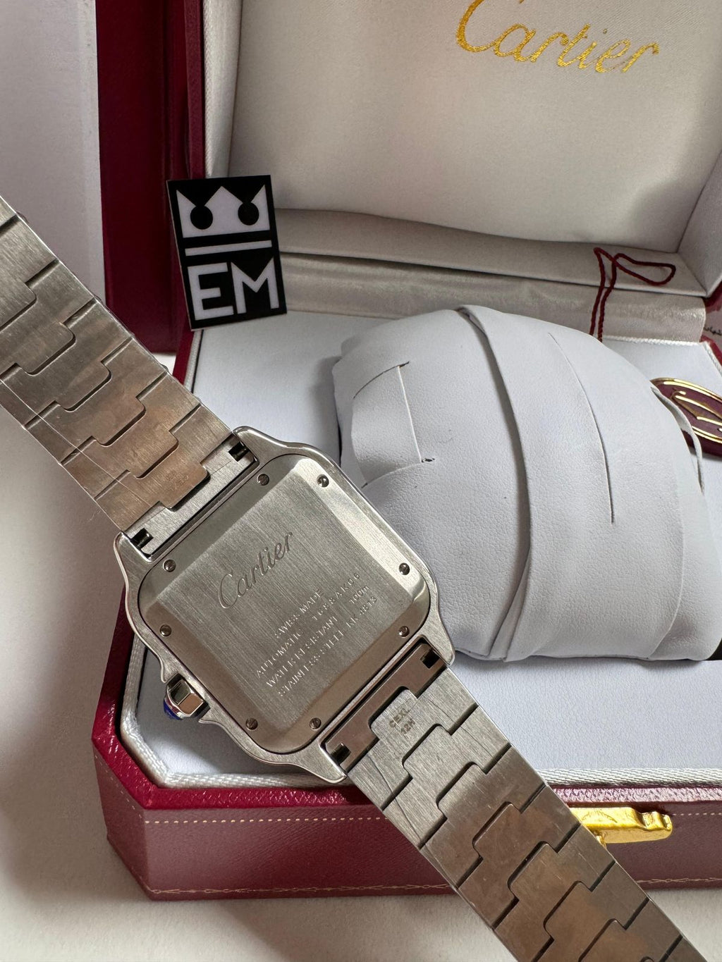 Relógio Masculino Cartier Santos Réplica Premium Automático Aço Inoxidável Safira 40mm