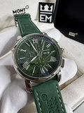 Relógio Montblanc 4810 Quartzo Safira Couro Verde Premium Masculino Elegante