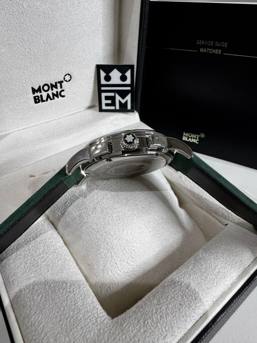 Relógio Montblanc 4810 Quartzo Safira Couro Verde Premium Masculino Elegante