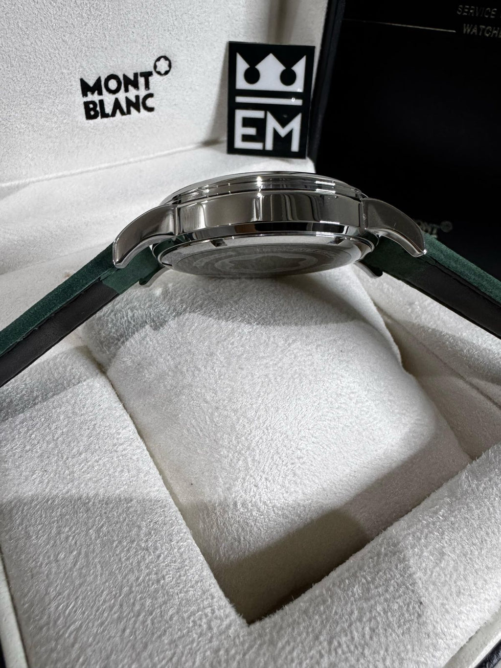 Relógio Montblanc 4810 Quartzo Safira Couro Verde Premium Masculino Elegante