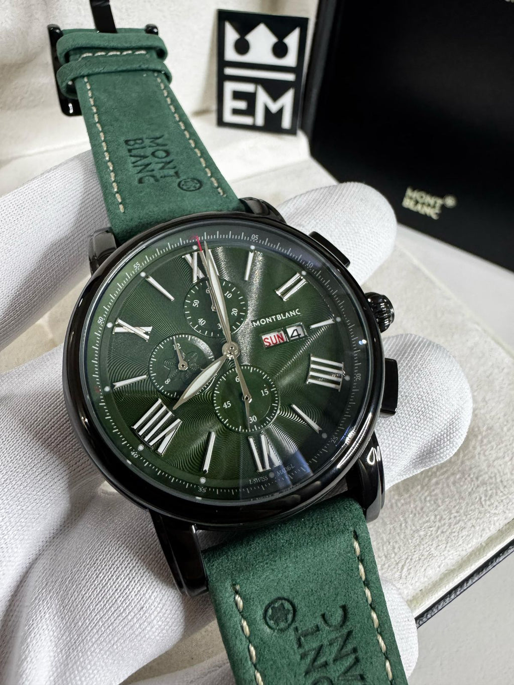 Relógio Masculino Montblanc 4810 Réplica Premium: Quartzo, Safira e Couro Elegante