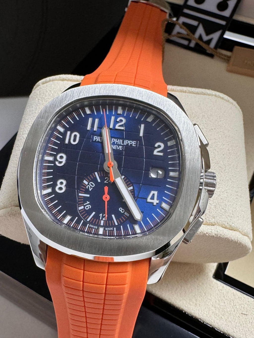 Relógio Patek Philippe Aquanaut Premium Automático Aço Safira Pulseira Silicone