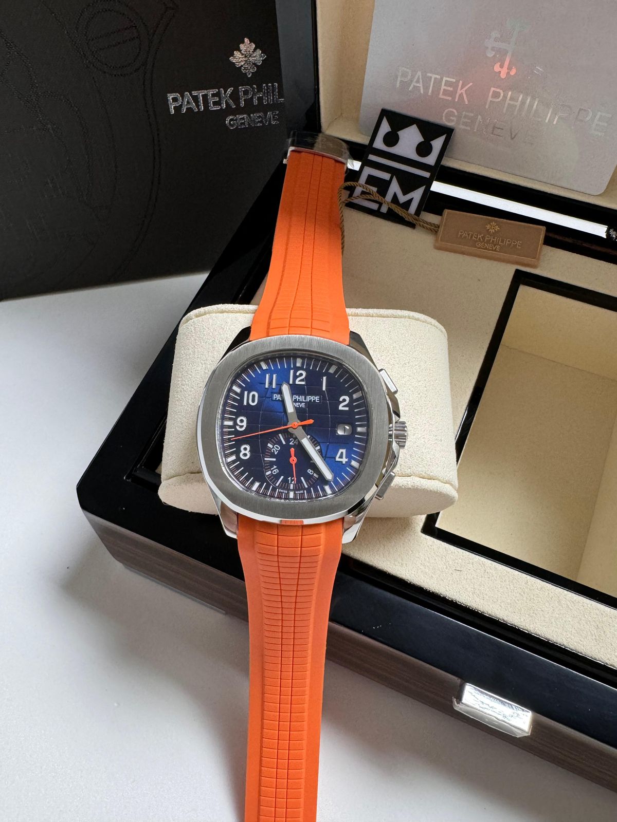 Relógio Patek Philippe Aquanaut Premium Automático Aço Safira Pulseira Silicone