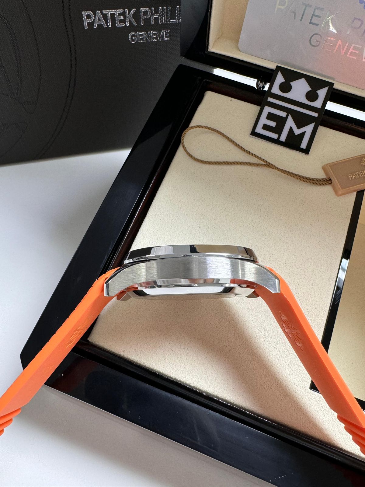 Relógio Patek Philippe Aquanaut Premium Automático Aço Safira Pulseira Silicone