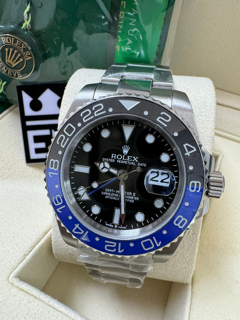 Réplica Premium Rolex GMT-Master II Batman Automático Aço Safira 20 ATM