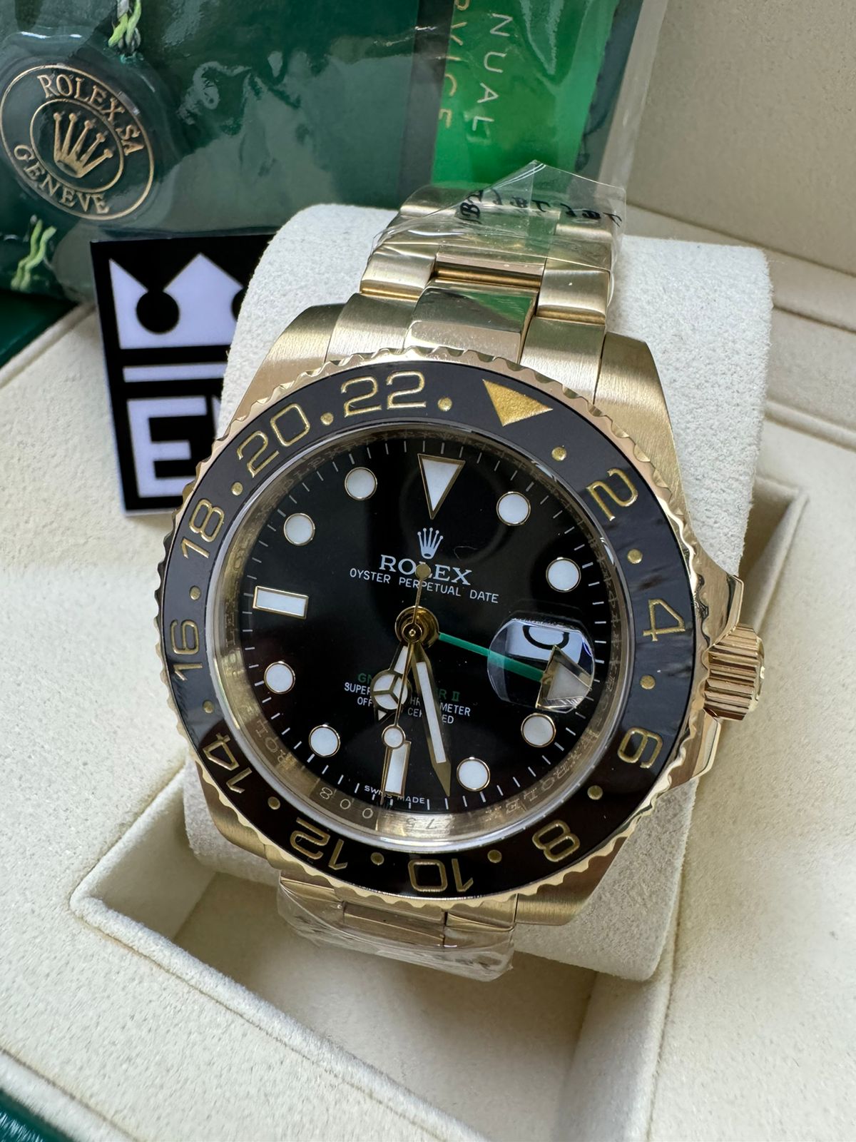 Relógio Rolex GMT-Master II Dourado Premium: Aço Inoxidável, Safira, Automático