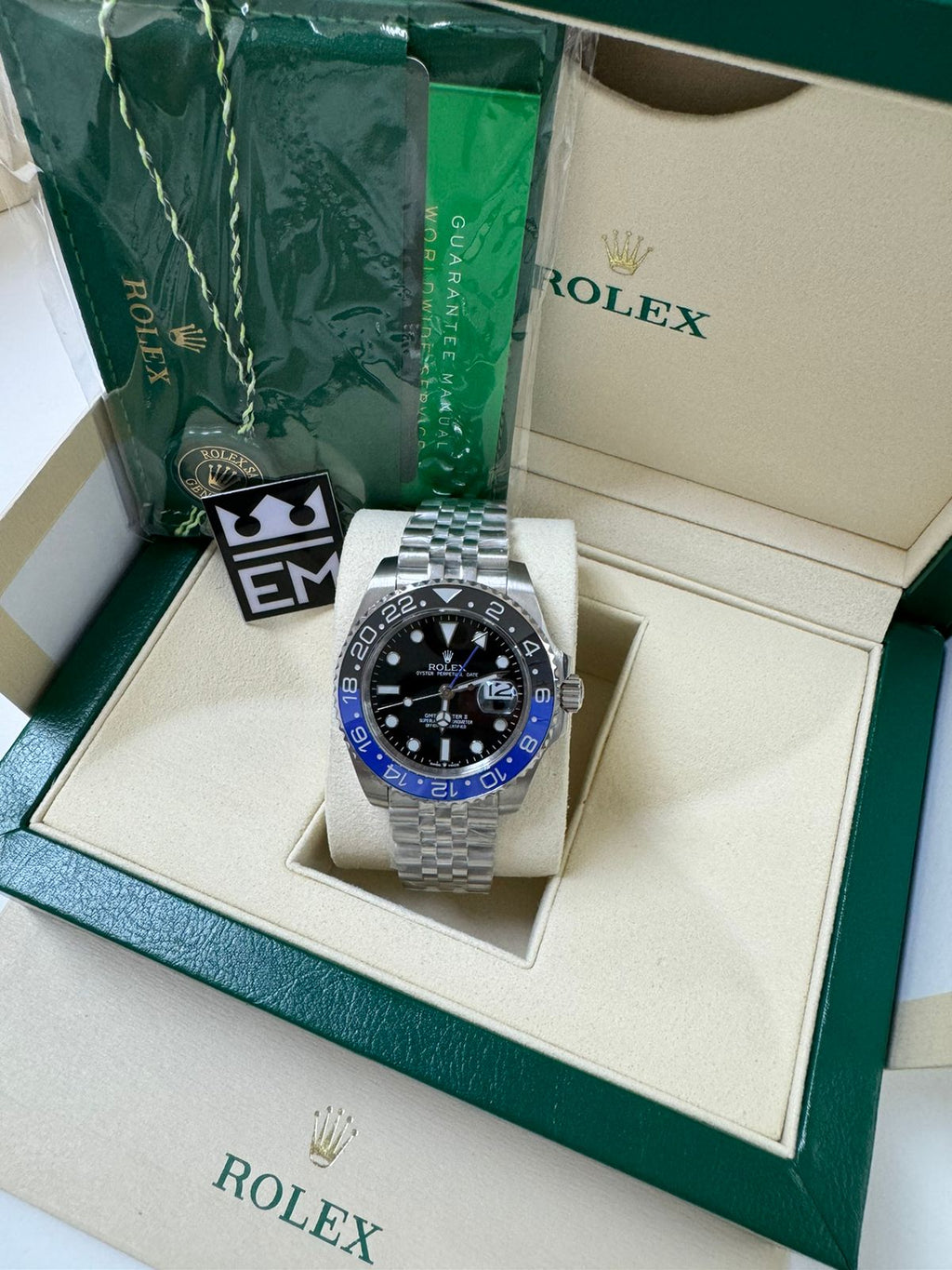 Relógio Rolex GMT-Master II Jubilee Dourado Luxuoso Aço Inoxidável Safira Automático
