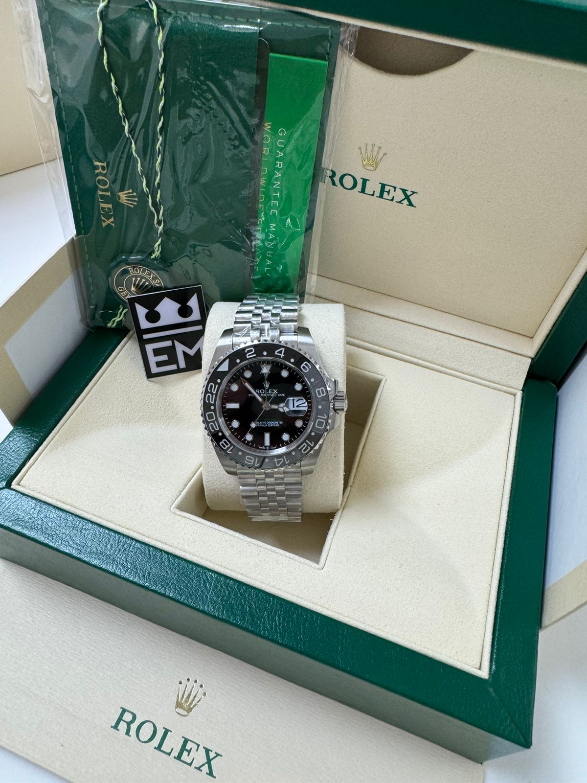 Relógio Rolex GMT-Master II Jubilee Preto Luxuoso Aço Safira Automático Masculino