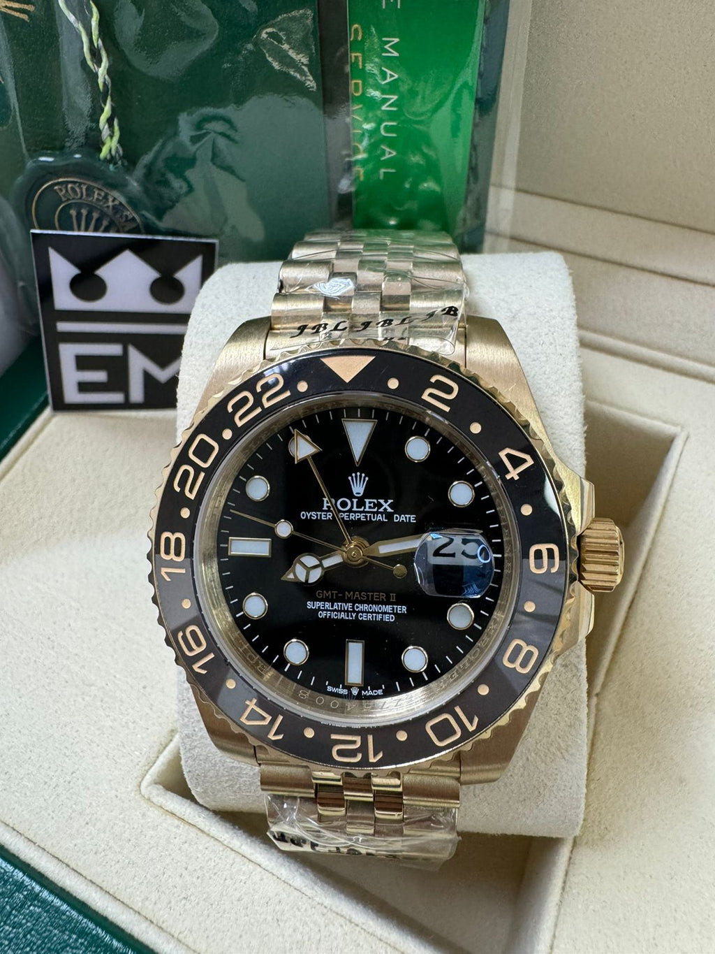 Relógio Rolex GMT-Master II Jubilee Dourado Luxuoso Aço Inoxidável Safira Automático