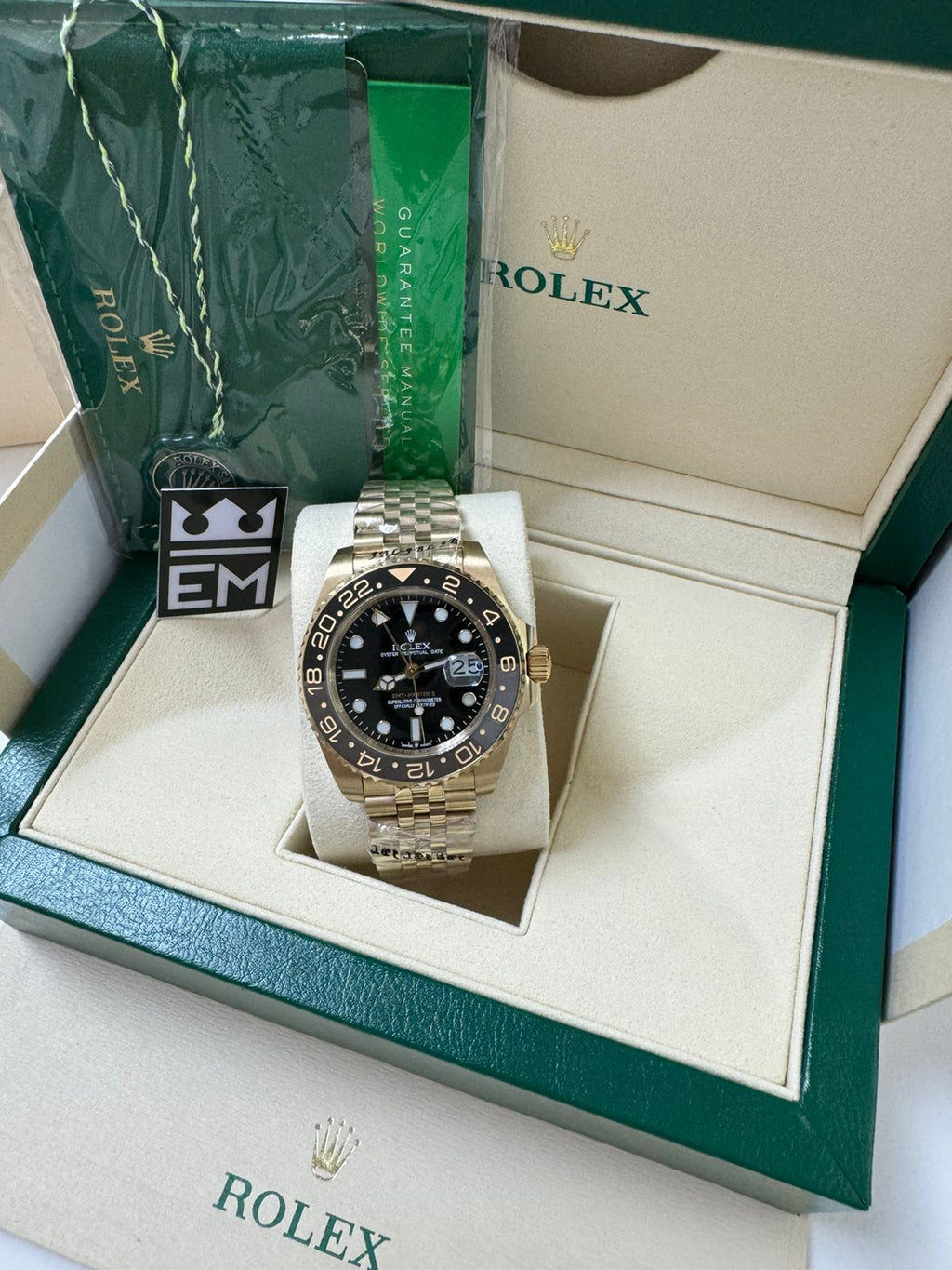 Relógio Rolex GMT-Master II Jubilee Dourado Luxuoso Aço Inoxidável Safira Automático