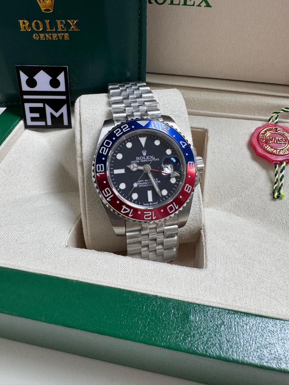 Relógio Rolex GMT-Master II Jubilee Ouro: Luxo Masculino, Precisão Suíça, Estilo Inconfundível