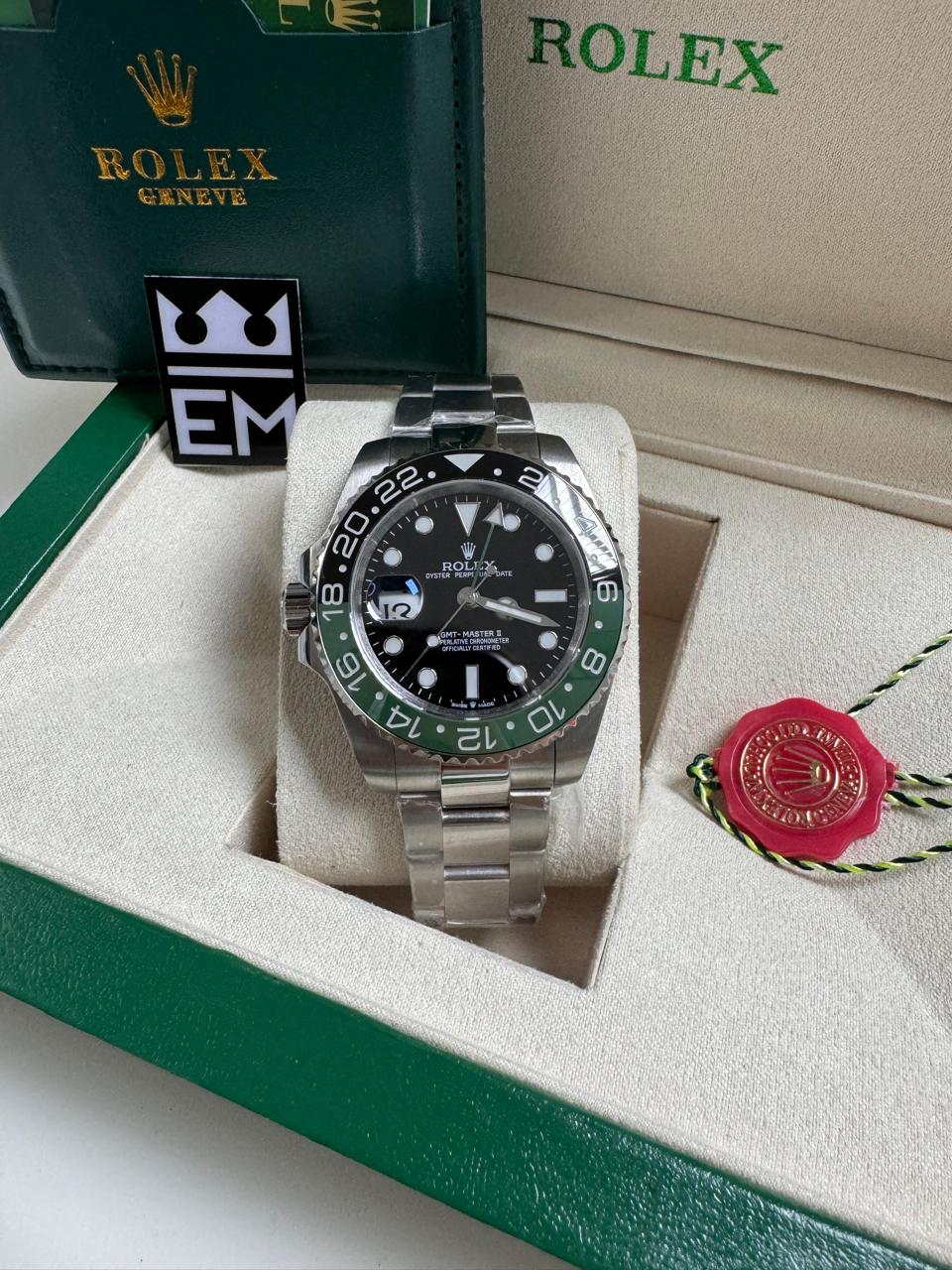 Relógio Rolex GMT-Master II Sprite Automático Premium Aço Inoxidável Safira
