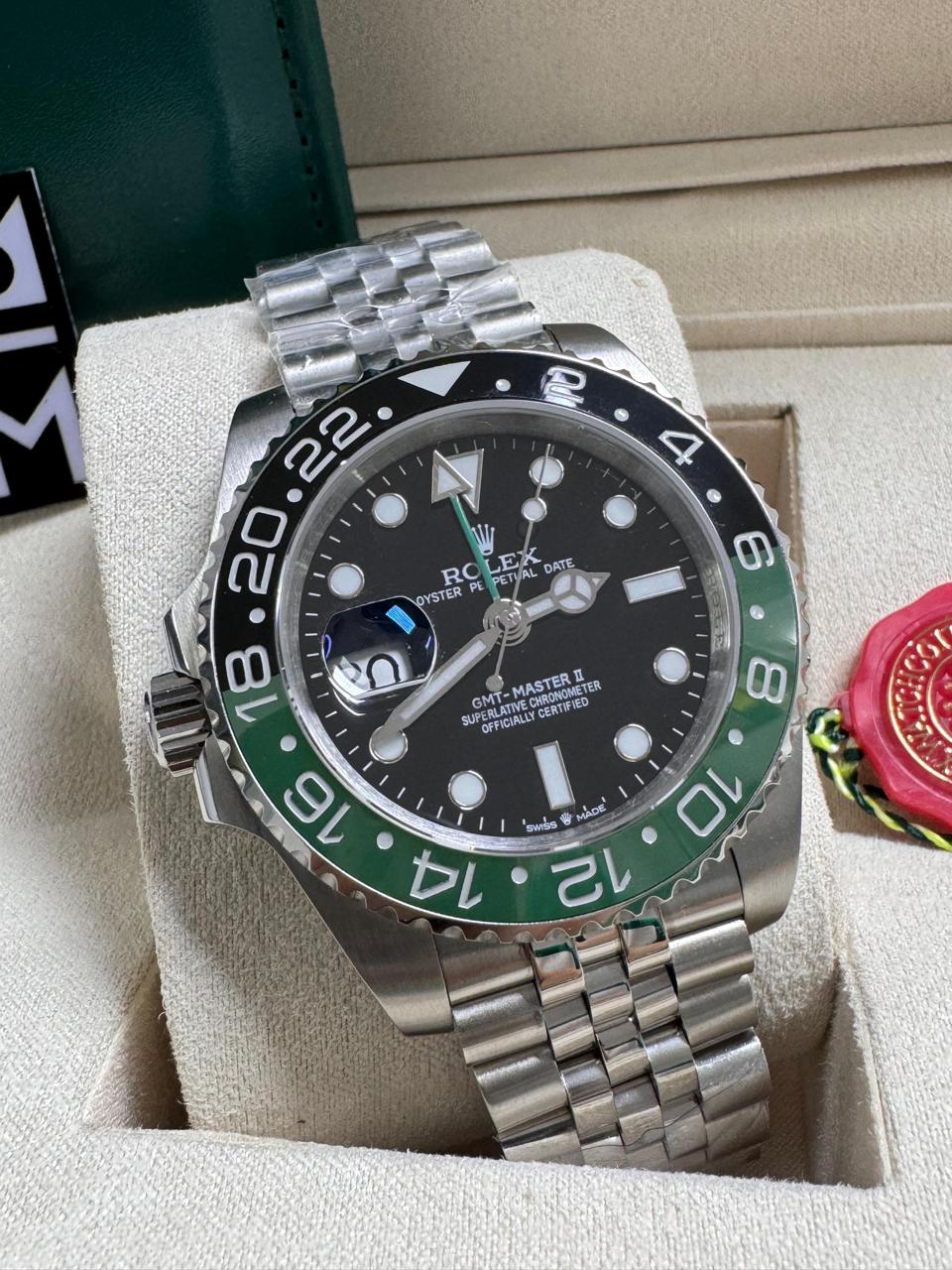 Relógio Rolex GMT-Master II Sprite Automático Premium Aço Inoxidável Safira
