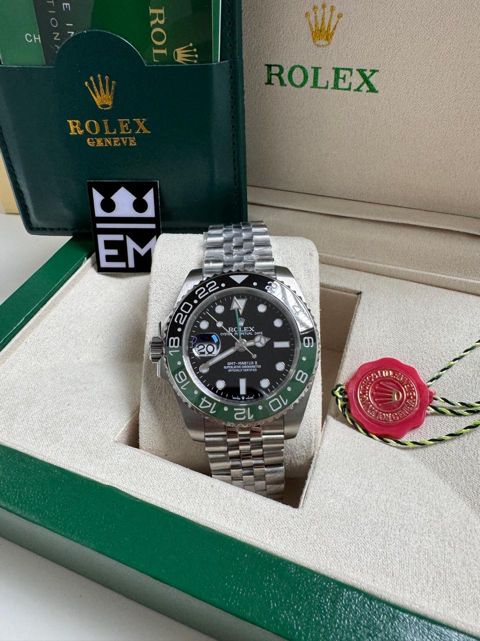 Relógio Rolex GMT-Master II Sprite Automático Premium Aço Inoxidável Safira
