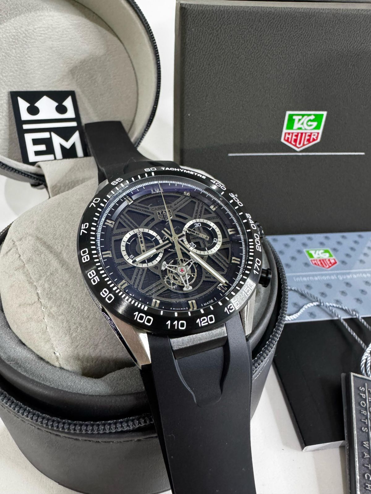 Relógio Masculino Tag Heuer Carrera Premium Quartz Esportivo Aço Safira Silicone 20 ATM